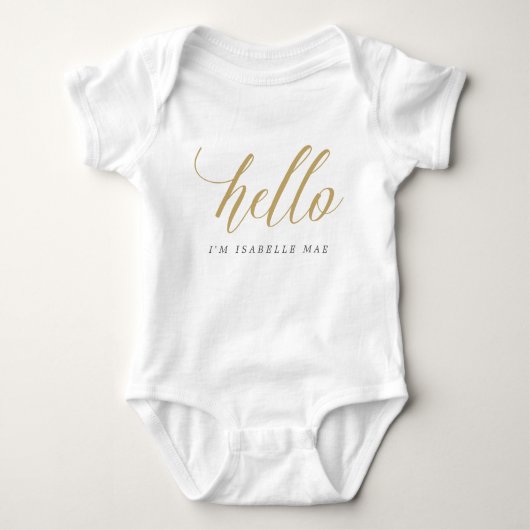 Gold Hallo Persoonlijke naam Baby Bodysuit (Voorkant)