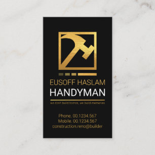 Gold Hammer Handyman Tool Home Repareert Visitekaartje