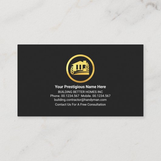Gold Hammer Home Silhouette Contractant Visitekaartje (Achterkant)