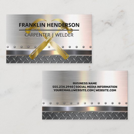 Gold Hammers | Metal | Rivets Visitekaartje (Voorkant / Achterkant)