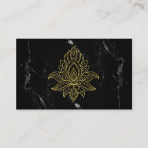 *~* Gold Hamsa Black White Marble Sacred Abstract Visitekaartje