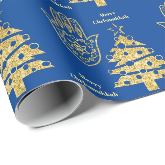 Gold Hamsa en kerstboompapier Cadeaupapier (Rol Hoek)