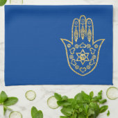 Gold Hamsa Outline Kitchen Towel Theedoek (Gevouwen)