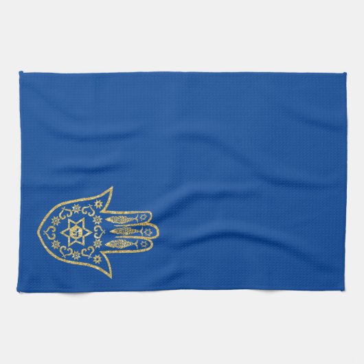 Gold Hamsa Outline Kitchen Towel Theedoek (Horizontaal)