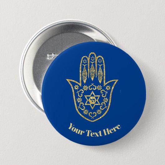 Gold Hamsa schetste Button om aan te passen (Voorkant /achterkant)