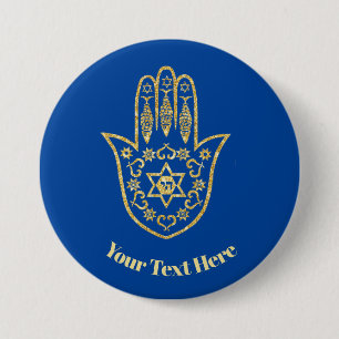 Gold Hamsa schetste Button om aan te passen