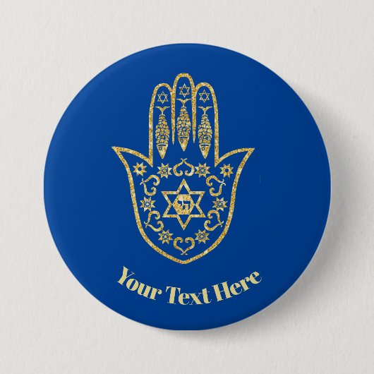 Gold Hamsa schetste Button om aan te passen (Voorkant)