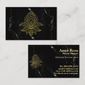 ~ Gold Hamsa Wit Zwart Abstract Marmer Sacred Visitekaartje (Voorkant / Achterkant)