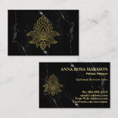 ~ Gold Hamsa Wit Zwart Marmer Heilig Abstract Visitekaartje (Voorkant / Achterkant)