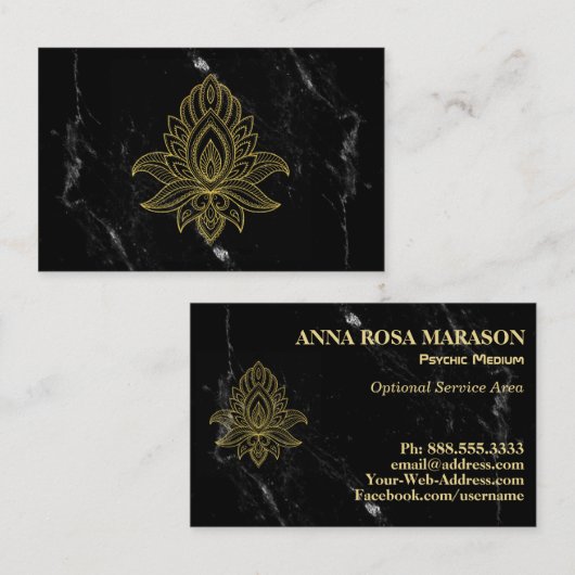 ~ Gold Hamsa Wit Zwart Marmer Heilig Abstract Visitekaartje (Voorkant / Achterkant)