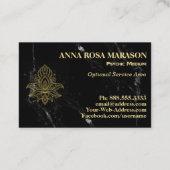 ~ Gold Hamsa Wit Zwart Marmer Heilig Abstract Visitekaartje (Achterkant)