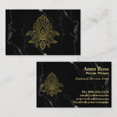 ~ Gold Hamsa Zwart Wit Marmer Heilig Abstract Visitekaartje (Voorkant / Achterkant)