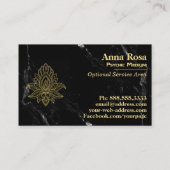 ~ Gold Hamsa Zwart Wit Marmer Heilig Abstract Visitekaartje (Achterkant)