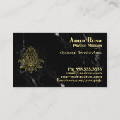 ~ Gold Hamsa Zwart Wit Marmer Heilig Visitekaartje (Achterkant)