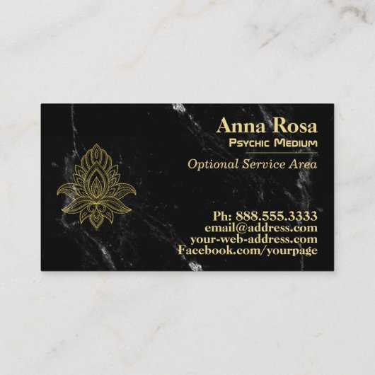 ~ Gold Hamsa Zwart Wit Marmer Heilig Visitekaartje (Achterkant)