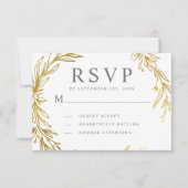 Gold Hand-draw Wreath Wedding RSVP Kaartje (Voorkant)
