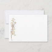 Gold Hand Drawn Delicate Flowers RSVP Kaartje (Achterkant)