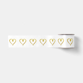 Gold Hand Drawn Heart Ribbon Satijnen Lint