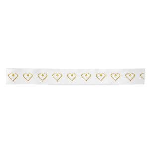 Gold Hand Drawn Heart Ribbon Satijnen Lint
