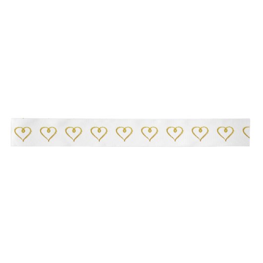 Gold Hand Drawn Heart Ribbon Satijnen Lint (Voorkant)