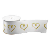 Gold Hand Drawn Heart Ribbon Satijnen Lint (Spoel)