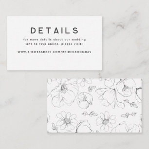 Gold Hand Drawn Wildflower WeddenDetails Informatiekaartje