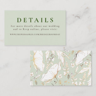 Gold Hand Drawn Wildflower WeddenDetails Informatiekaartje