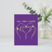 Gold Hand Heart With You Are Loved beroemd gemaakt Briefkaart (Staand voorkant)