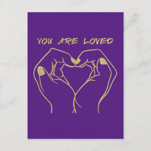 Gold Hand Heart With You Are Loved beroemd gemaakt Briefkaart