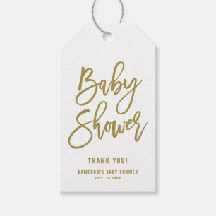 Gold Hand Lettered Baby shower Cadeaubon Label Cadeaulabel