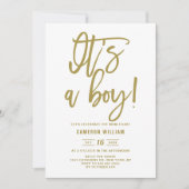 Gold Hand Lettered Baby shower Invitation Kaart (Voorkant)