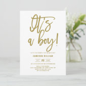 Gold Hand Lettered Baby shower Invitation Kaart (Staand voorkant)