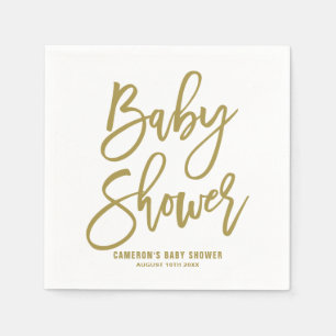 Gold Hand Lettered Baby shower Paper Napkins Servet