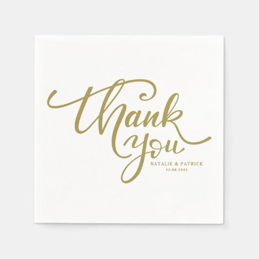 Gold Hand Lettered Weddenschap Hartelijk dank Servetten (Voorkant)