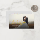 Gold Hand-Lettered Wedding Foto Hartelijk dank Notitiekaartje (Voorkant / Achterkant in situ)