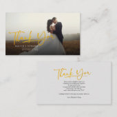 Gold Hand-Lettered Wedding Foto Hartelijk dank Notitiekaartje (Voorkant / Achterkant)