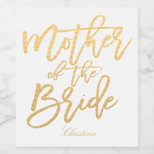 Gold Hand lettering - moeder van de bruid-2 Wijn Etiket (Enkel label)