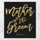 Gold Hand lettering - moeder van de bruidegom Wijn Etiket (Enkel label)