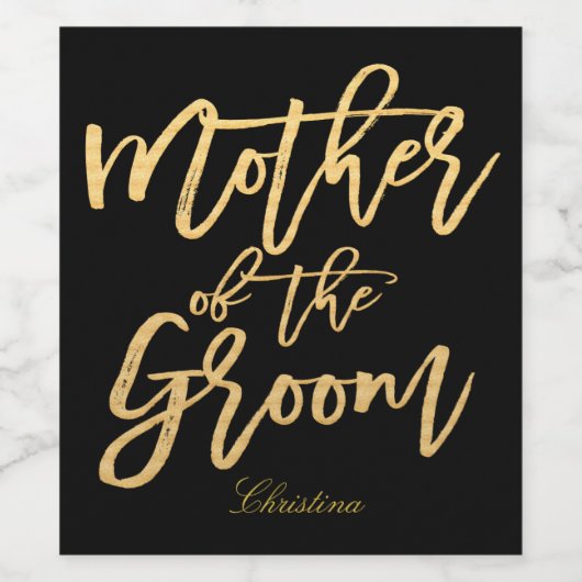 Gold Hand lettering - moeder van de bruidegom Wijn Etiket (Enkel label)