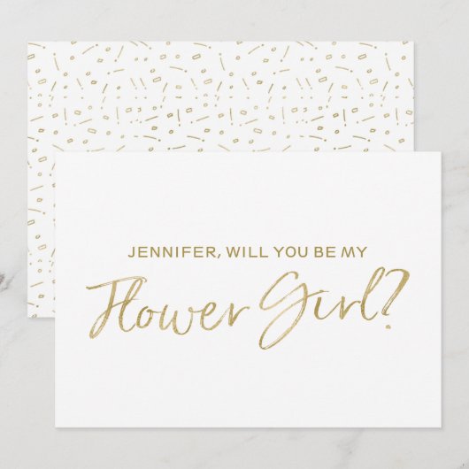 Gold Hand schreef: "Ben je mijn bloemmeisje?" Kaart (Voorkant / Achterkant)