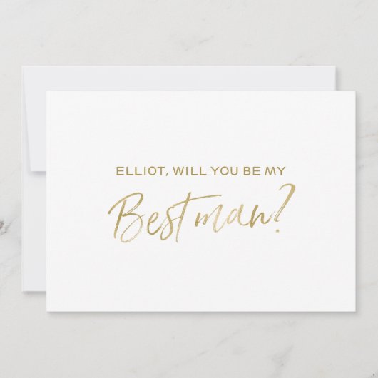 Gold Hand schreef "Will you be my bestman" Kaart (Voorkant)