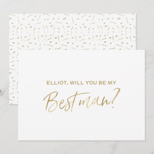 Gold Hand schreef "Will you be my bestman" Kaart (Voorkant / Achterkant)