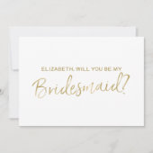 Gold Hand schreef "Will you be my bridesmaid" Kaart (Voorkant)