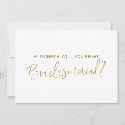 Gold Hand schreef "Will you be my bridesmaid" Kaart (Voorkant)