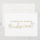 Gold Hand schreef "Will you be my bridesmaid" Kaart (Voorkant / Achterkant)