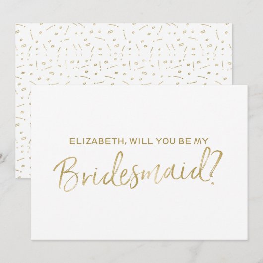 Gold Hand schreef "Will you be my bridesmaid" Kaart (Voorkant / Achterkant)