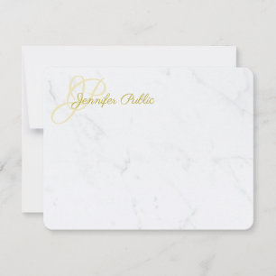 Gold Hand Script Name Text Elegant Marble Sjabloon