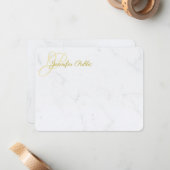 Gold Hand Script Name Text Elegant Marble Sjabloon (Voorkant / Achterkant in situ)