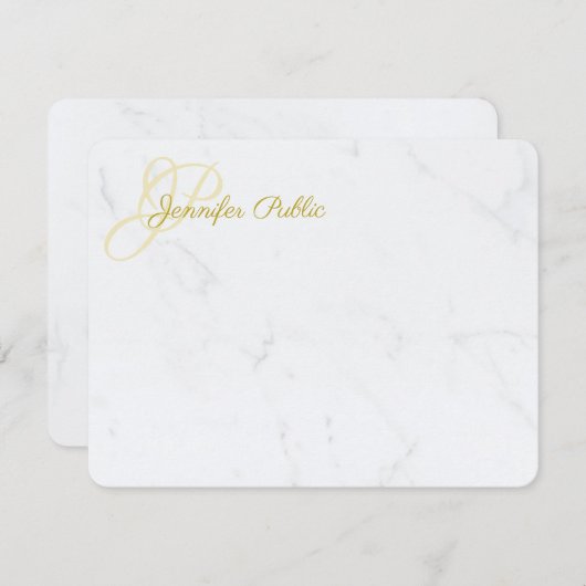 Gold Hand Script Name Text Elegant Marble Sjabloon (Voorkant / Achterkant)