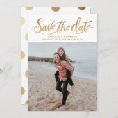 Gold Hand Verticale foto Opslaan Datum Aankondiging (Voorkant / Achterkant)